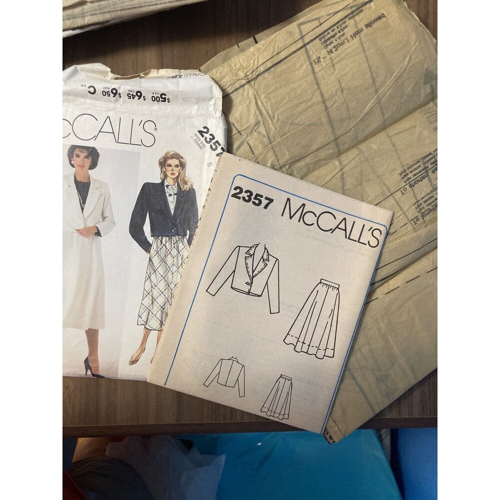 McCall's #2357 Misses Jacket Skirt 12 Vintage Sewing Pattern UNCUT 1986 - Picture 3 of 3